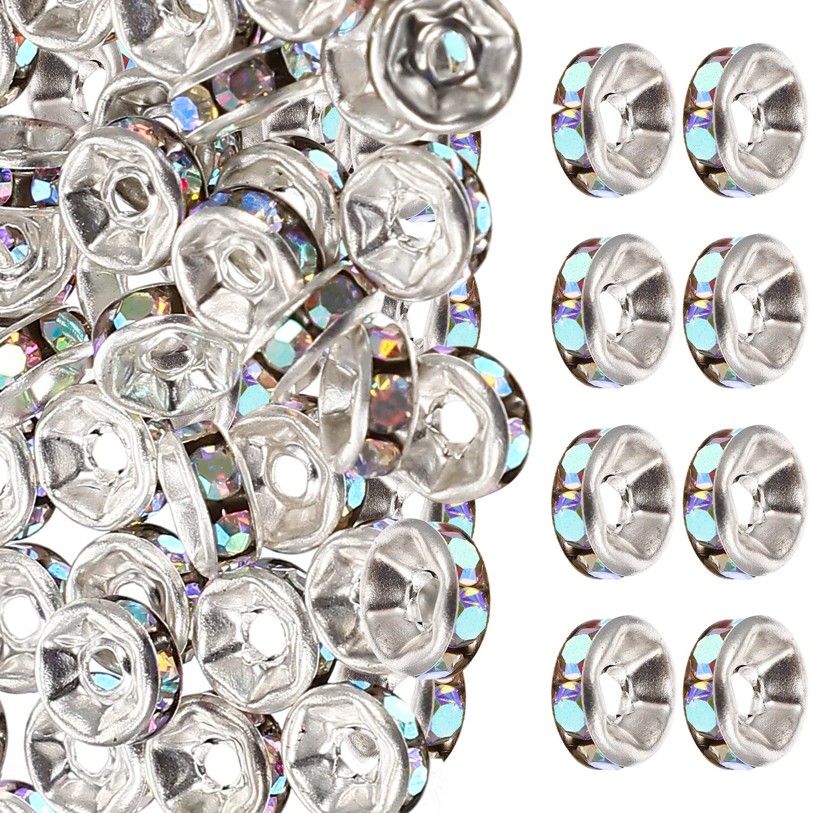 200 pezzi di perline distanziatrici per ruote con strass in lega durevole, leggere, per la creazione di gioielli fai da te, collane, braccialetti, perline sfuse