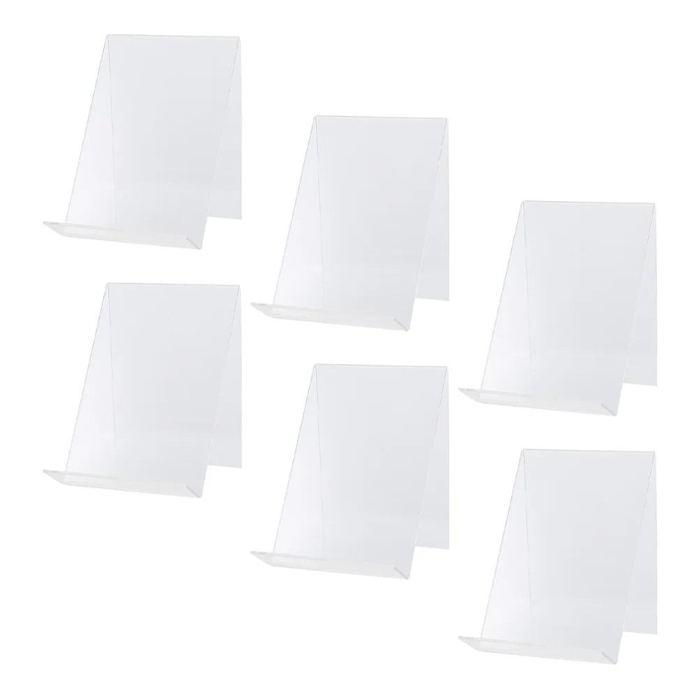 6Pcs Acrylic Display Holders Transparent Book Racks Desktop Files Oblique Brackets Slip-Resistant Stable Office School