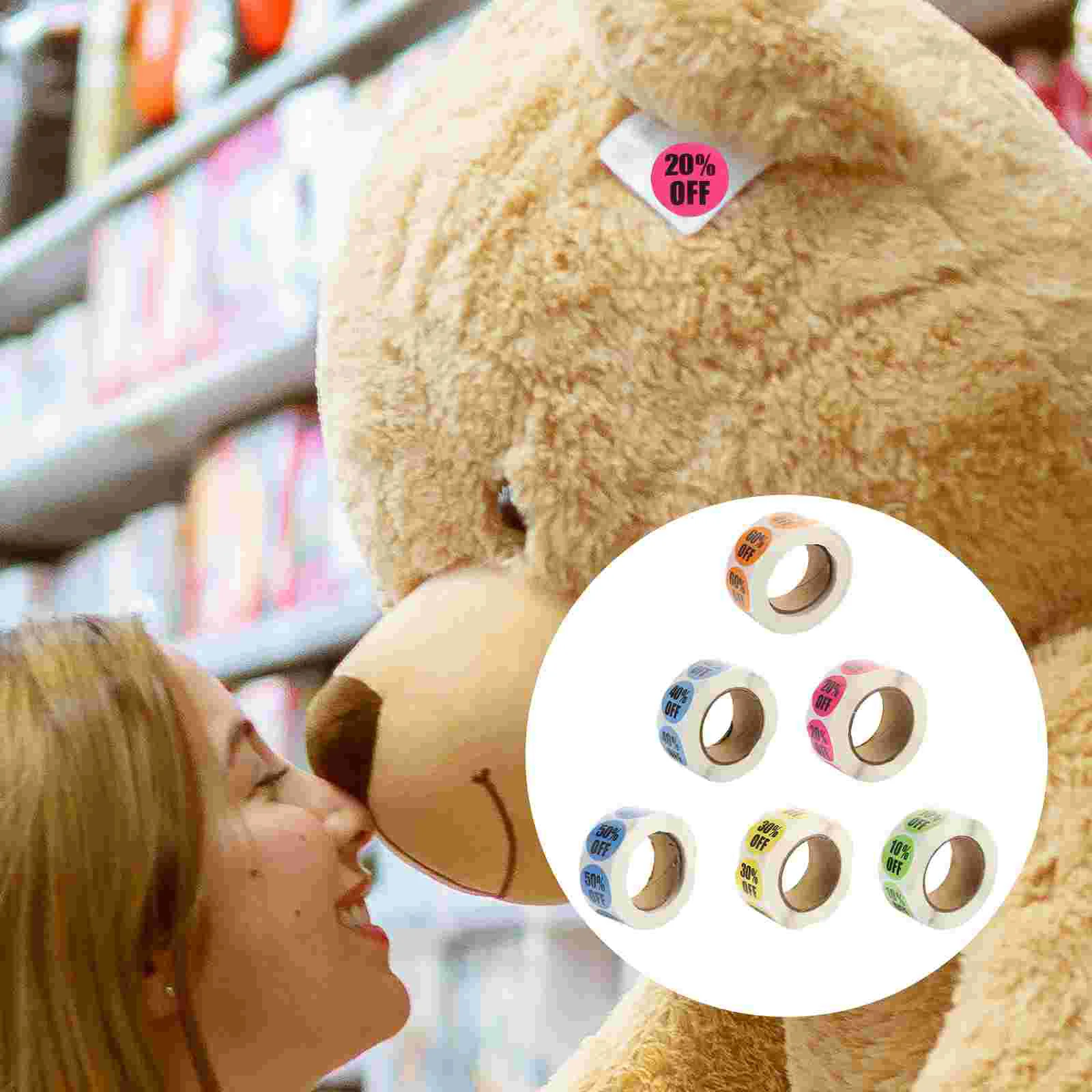 6 Rolls Discount Stickers Price for Small Label Retail Store Paper Signs Supermarket Colored Dot
