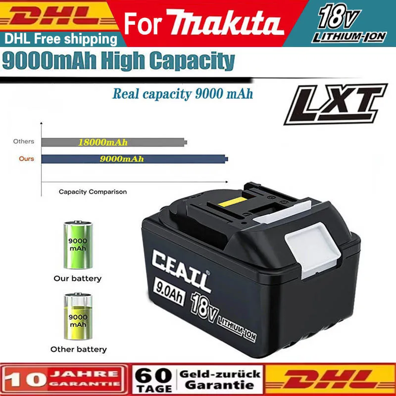 

9Ah For Makita 6Ah/4.0Ah/2.0Ah 18V battery replaceable DTW700 DGA404 DDF487 DTD173 DHP488 BL1850 BL1840 BL1860power tools
