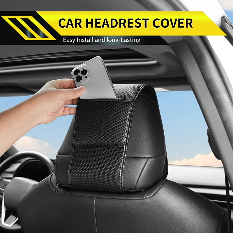 Leather Car Seat Headrest Cover Protective Cover Accessories For Hyundai N Line Performance I30 I40 Sonata Elantra Veloster Kona - view 2