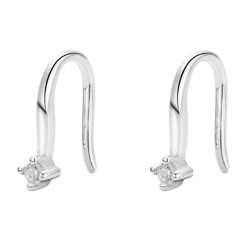 

925 Sterling Silver Geometric Water Droplet Zircon U-shaped Stud Earring for Women Fine Jewelry High Luxury Vintage Accessories
