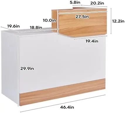 Reception Desk with Counter,Modern Counter Table with Cable Grommet,47 inch Retail Counter for Checkout, Lobby, Beauty