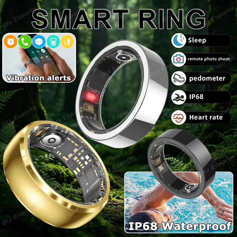 Upgraded Vibration Reminder Smart Ring Waterproof Health Heart Rate&Sleep Monitoring Message Alert Alarm Clock Smartring HT30