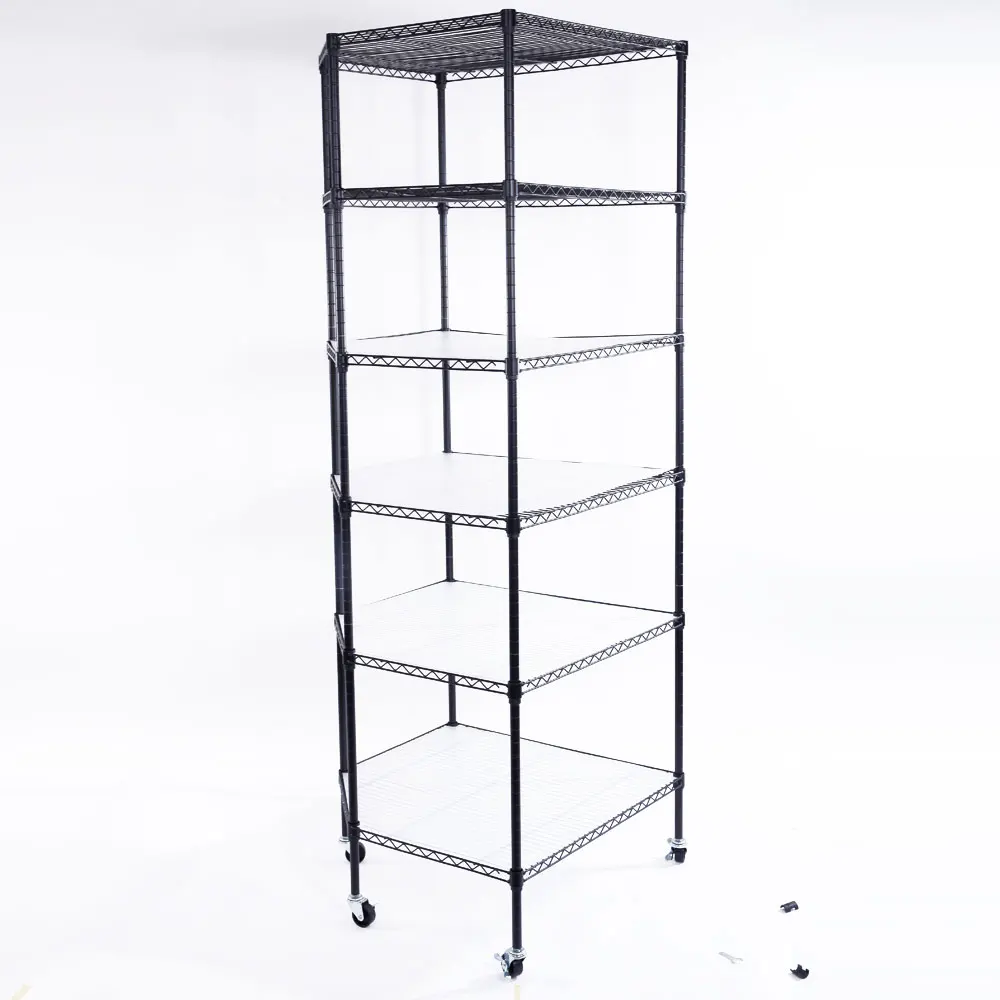 6-Layer Plastic Coated Polygonal Corner Shelf With 2