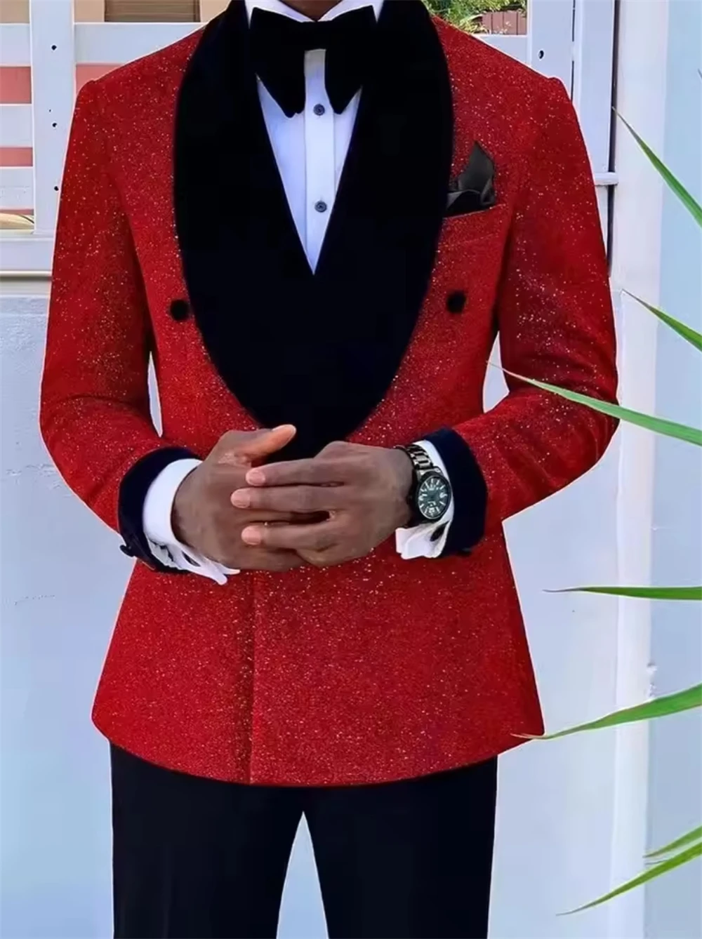 

Мужской костюм-двойка (пиджак + брюки) с лацканами-шалей для официальных мероприятий, свадеб, деловых встреч, приталенный, на заказ (для жениха)