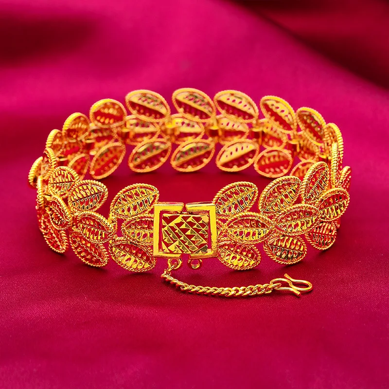 

UMQ Wheat Bracelet Wide Brim Domineering 20mm Vietnam Placer Gold Hand Jewelry No Color Fading Gifts for Girlfriend