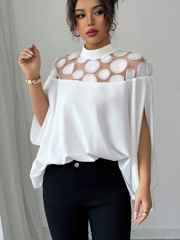 Женская блузка Loose Me с открытыми плечами, однотонная женская блузка в стиле ретро Sle Commute Faion Batwing Sve Me Cover-Up