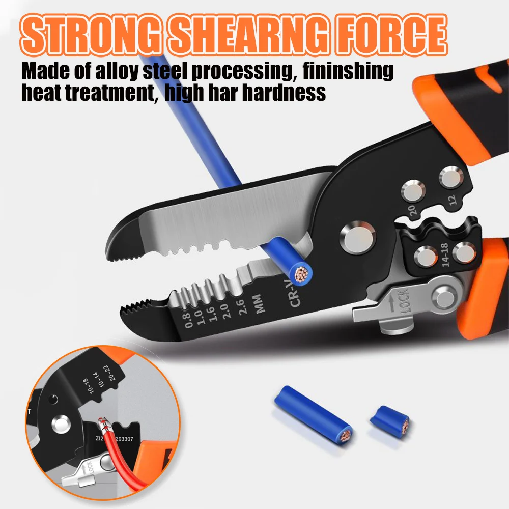 185 مللي متر تجريد العقص كماشة سلك متجرد متعدد الوظائف حلقة Crimpper كهربائي تقشير شبكة كابل المتعرية أدوات