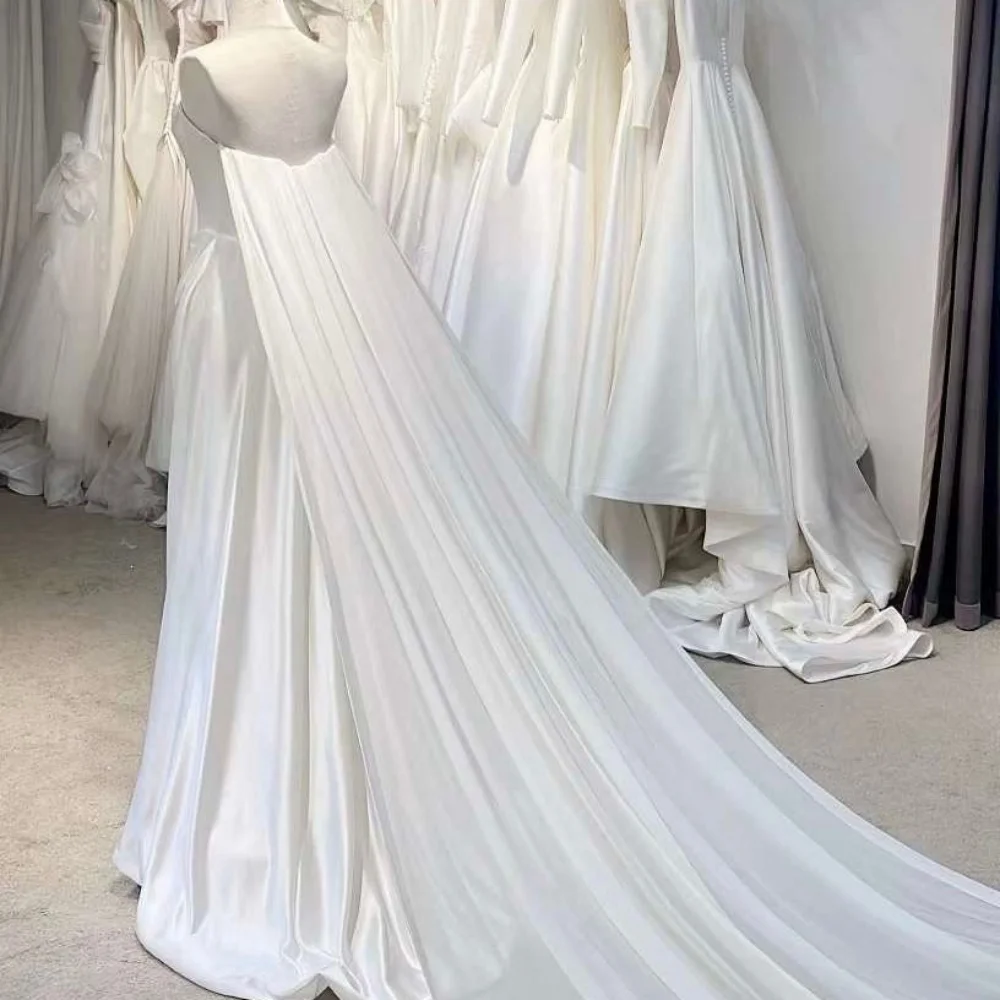 

Elegant Simple Wedding Dresses Strapless Bride Robe With Cape Bridal Gown Luxury Sleeveless Mermaid Vestido De Noiva