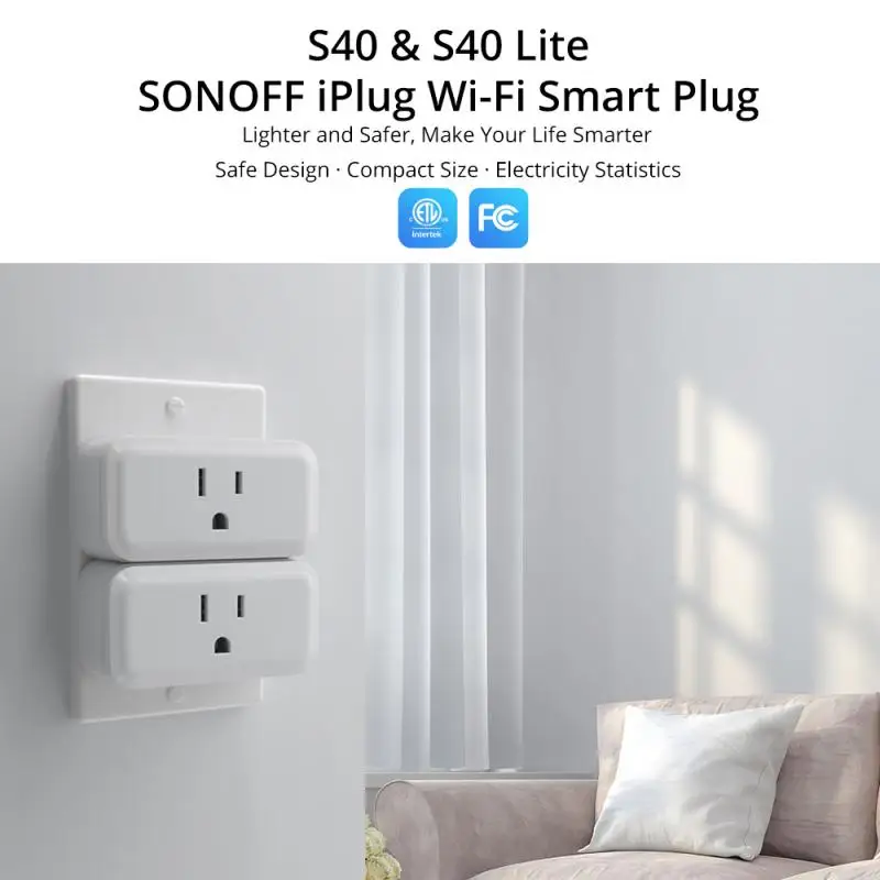 SONOFF-مقبس طاقة صغير شاشة ، S40Lite ، US ، JP المكونات الذكية ، 15A ، WiFi ، ZigBee ، حماية الطاقة الزائدة ، Alexa ، Google