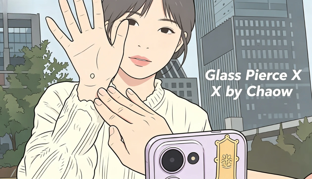 Glass Pierce X by Chaow Illusions Close-up Magic Tricks Street Gimmick Mentalism Symbol on the Glass Penetrates Appears on Hand
