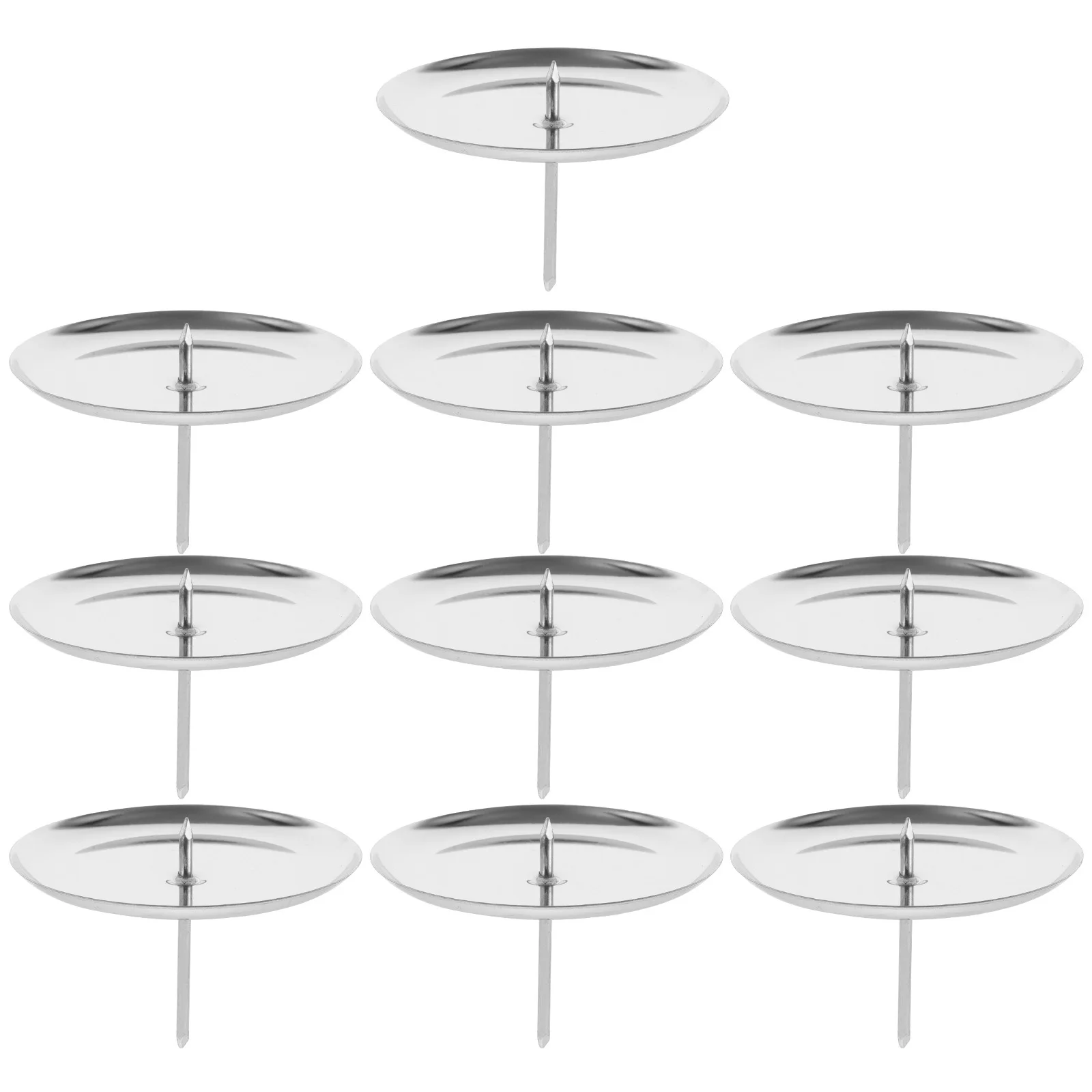 

10Pcs Christmas Plate Set Elegant Iron Pedestal Holder for Pillar Taper Candles Holiday Table Centerpiece Mantel Decor