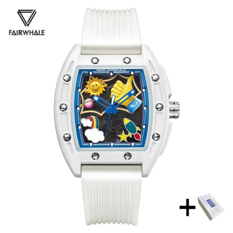 Mark Fairwhale Personalized Fun Cool Graffiti Men\'s Watches Waterproof Wine Bucket Fully Automatic Mechanical Watches For Men