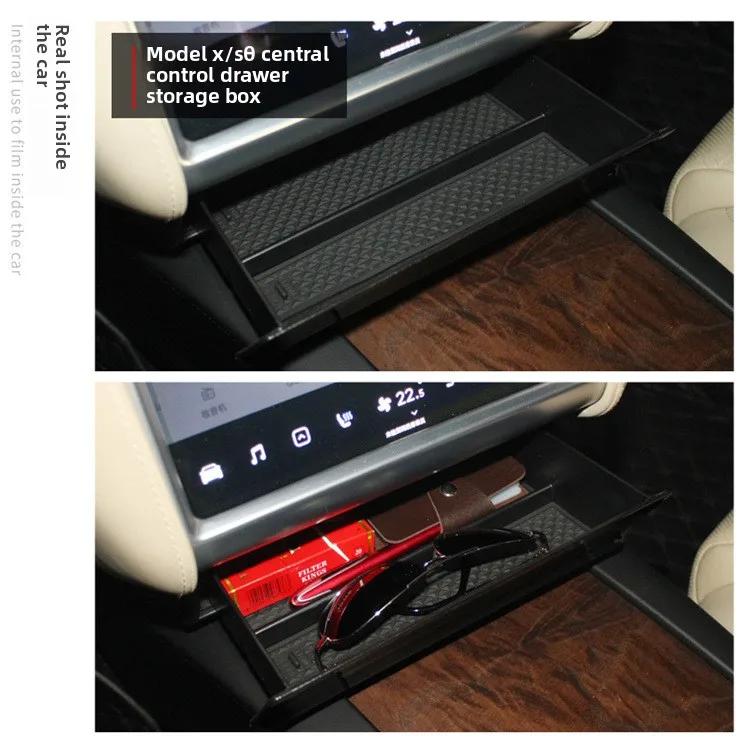 For Tesla Model S Model X 2012-2020 Center Console Organizer, Cubby Drawer Storage Box Insert, Car Interior Accessories