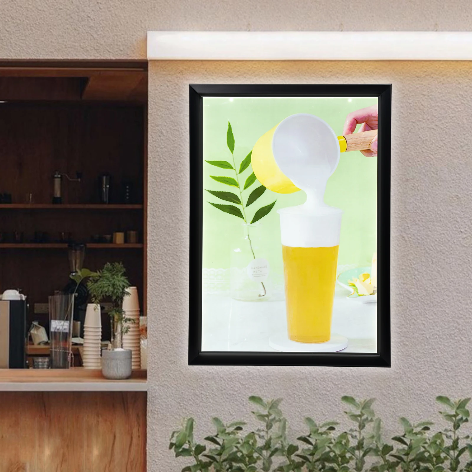 33X24inch Black LED Sign Light Box | Flip-Top Poster Frame, 18W, US Plug, Free Standing, 1.2m Cord