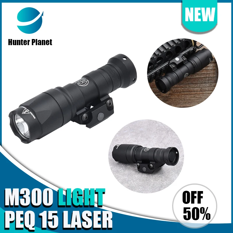 

WADSN Tactical Airsoft Flashlight Surefir M300 M300A Light For AR15 Rifle Scout LED Hunting Weapon Gun Outdooring PEQ 15