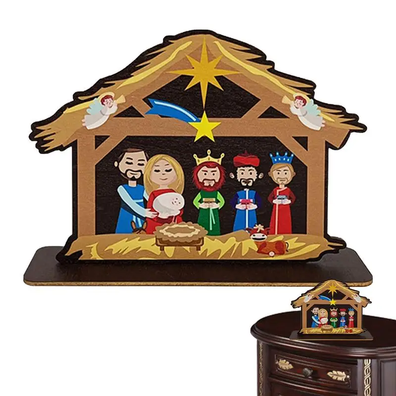 Wooden Nativity Set Christmas Crafts Nativity Set Indoor Exquisite Christmas Crafts Classic Nativity Scene Table Decor For