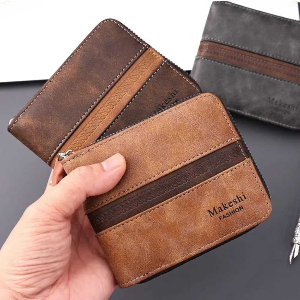 

Multifunctional Vintage Mini Coin Purse Zipper Large Capacity Small Card Bag Portable Square Credit Card Case Business
