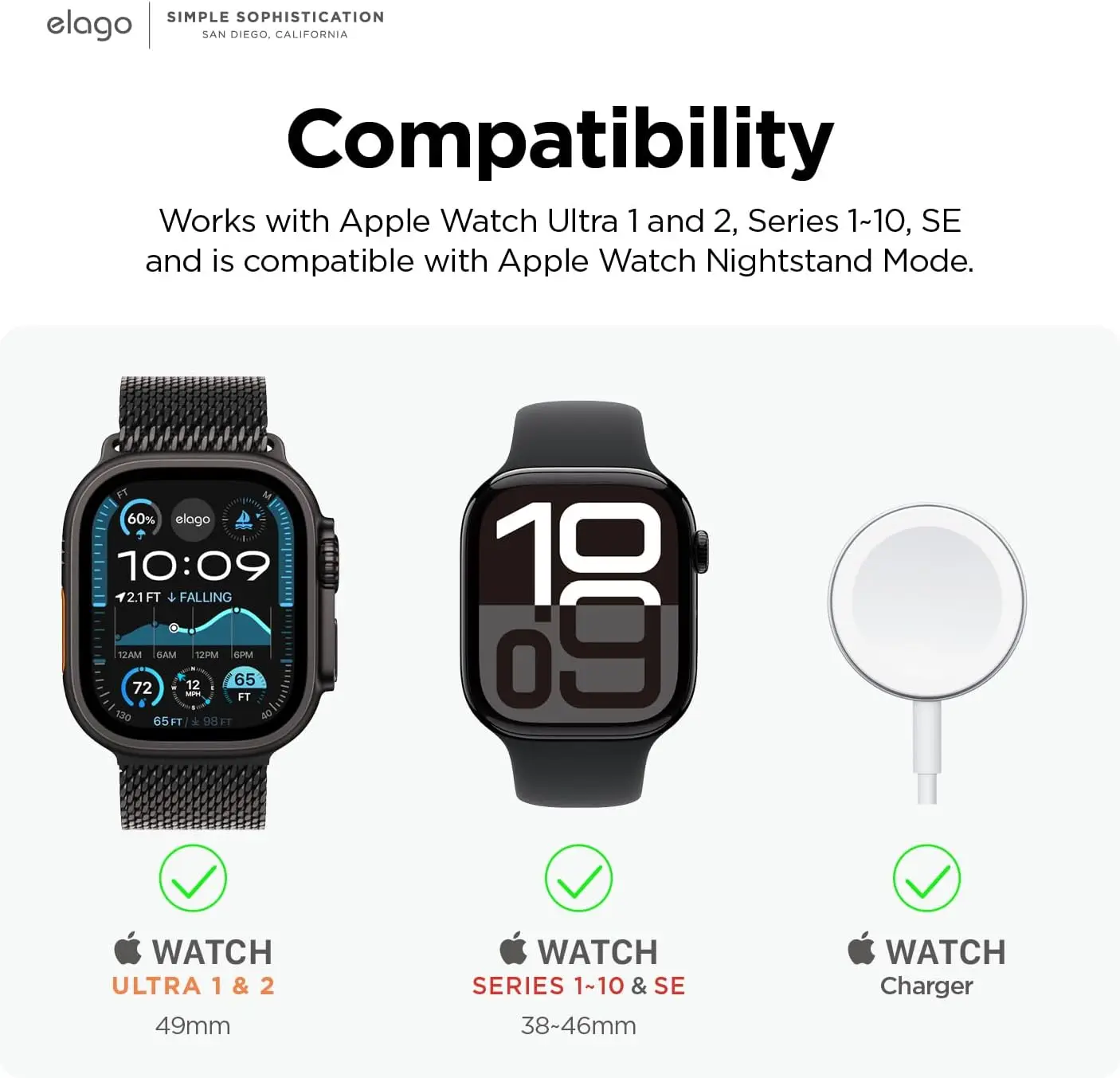 For Apple Watch Charger Stand Series Ultra2/10/9/8/SE/7/6/SE 49mm/45mm/44mm/42mm/41mm/40mm/38mm Durable Silicone Nightstand Mode image 4