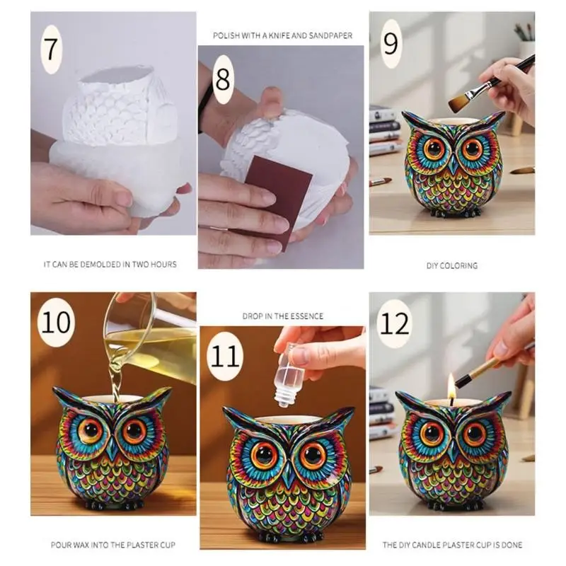 A52E Multi Purpose Owl Silicone Mold For Resin Crafts DIY Planters Holders Jewelry Box