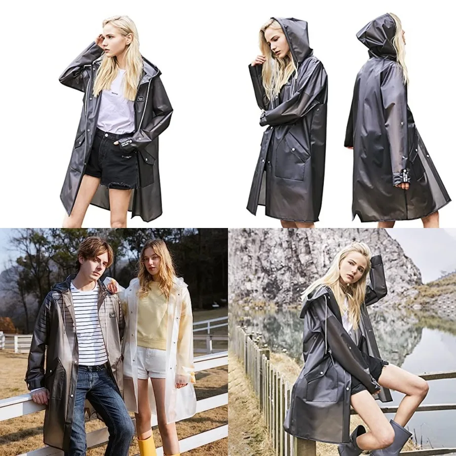 

L-Rain Durable TPU Rain Coat for Adults - Women and Men Fashion Hooded Rain Poncho