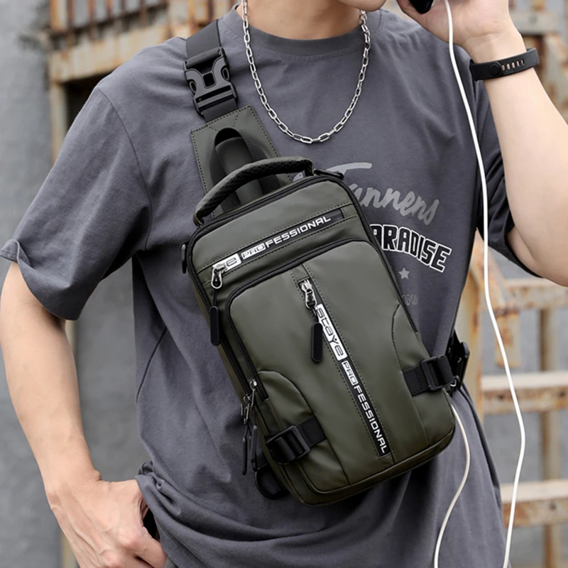 Men Multifunction Chest Shoulder Bag Waterproof Travel Backpack Messenger Pack For Male Crossbody Cross Body Sling Chest Bags