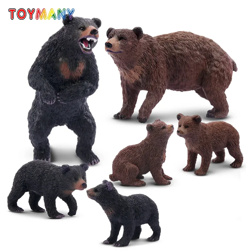 

6Pcs Simulation Bear Wildlife Animal Model Toy Mini Large Giraffes Figures Dolls Action Figurines Toys for Children Set Gift