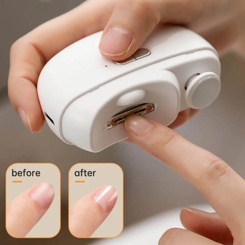 2 IN 1 Electric Nail Clipper with LED Light Automatic Nail Grinder Trimmer Mini Manicure Nail Care Tool for Baby and Adults