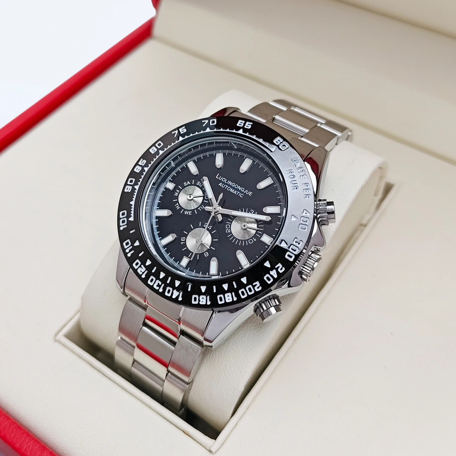 

Высококлассные мужские роскошные механические часы, ремешок из нержавеющей стали с пряжкой-бабочкой, элегантные, элитные, роскошные, модные, повседневные и универсальные мужские часы, полностью автоматические механические часы