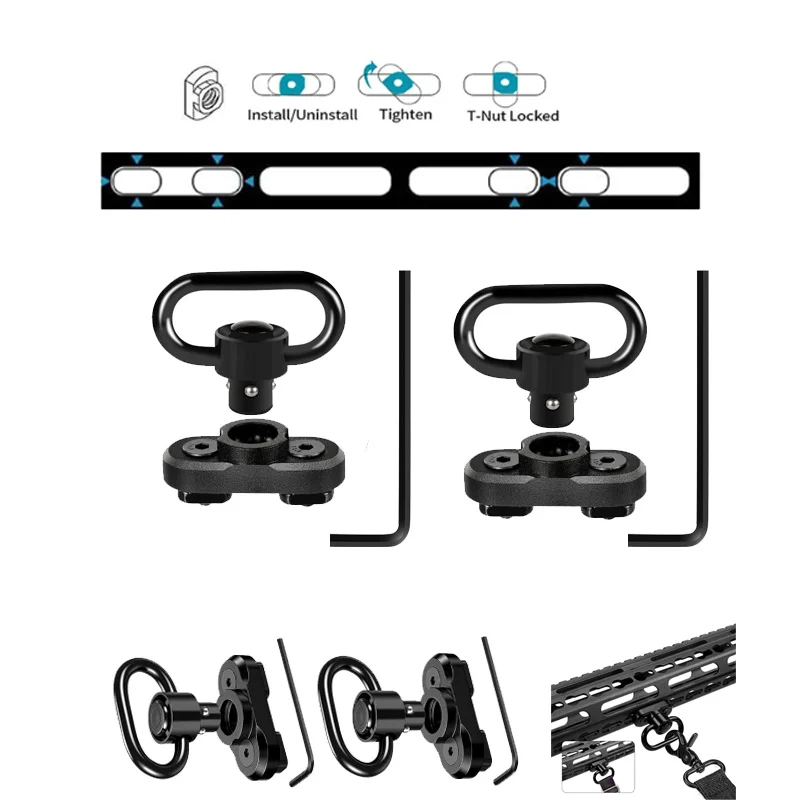 Giro 360° para eslinga táctica con enganche rápido universal