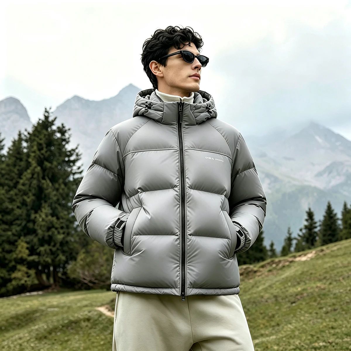 2026 Winter New Style Men's Fashion Casual 90 White Down Hooded Leather Quilted Coat Warm and Versatile Coat