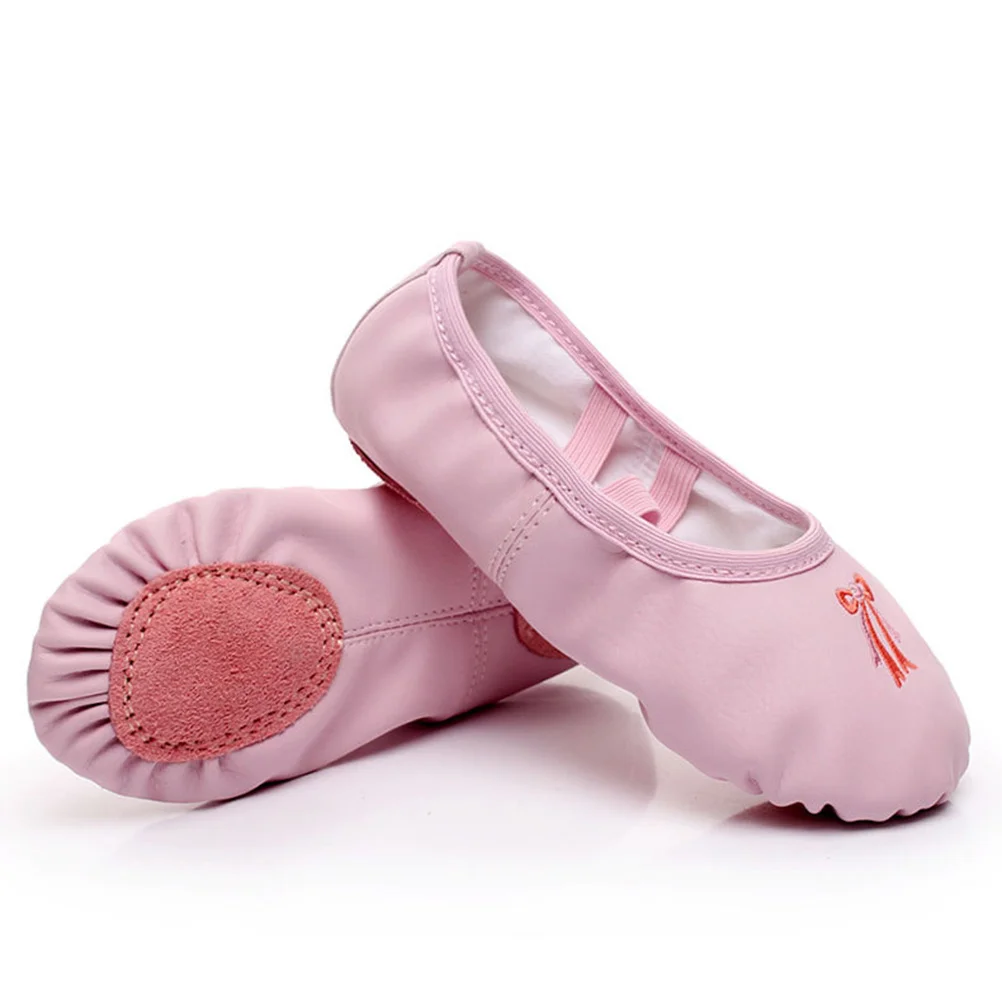 1 par sola sapatos de balé rosa tamanho 24 elástico cruz banda ballet dança prática sapatos yoga folk jazz dança chinelo estilo pata de gato