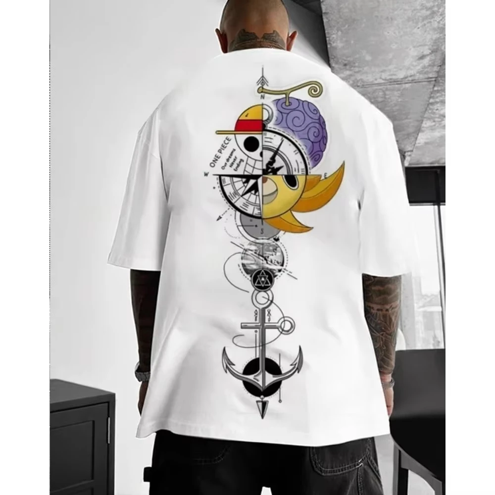 2026 Neues Sommer-Trendmodell Einteiliges Herren-T-Shirt Monkey D. Luffy Jungen Kurzarm Retro Locker Sitzendes Eltern-Kind-Outfit