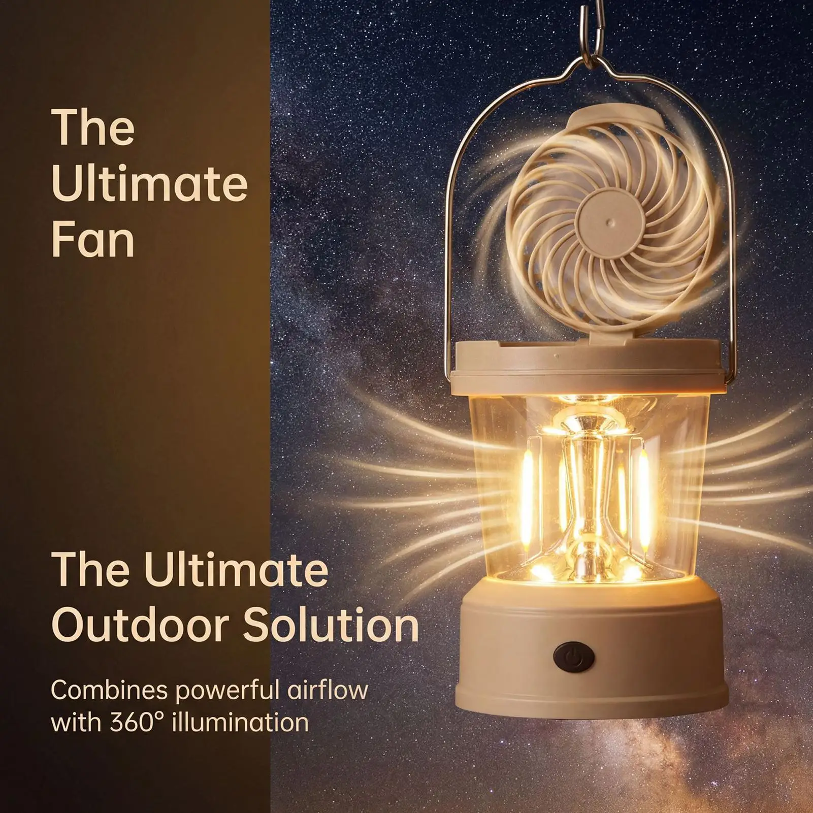 Camping Fan With Light 2-in-1 Foldable Handheld Electric Camp Light With Fan For Hiking Tent Backpacking Power Outages Home RV
