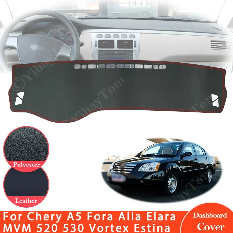 

Для Chery A5 Fora Alia Elara MVM 520 530 Vortex Estina противоскользящий кожаный коврик для приборной панели, солнцезащитный коврик, автомобильные аксессуары