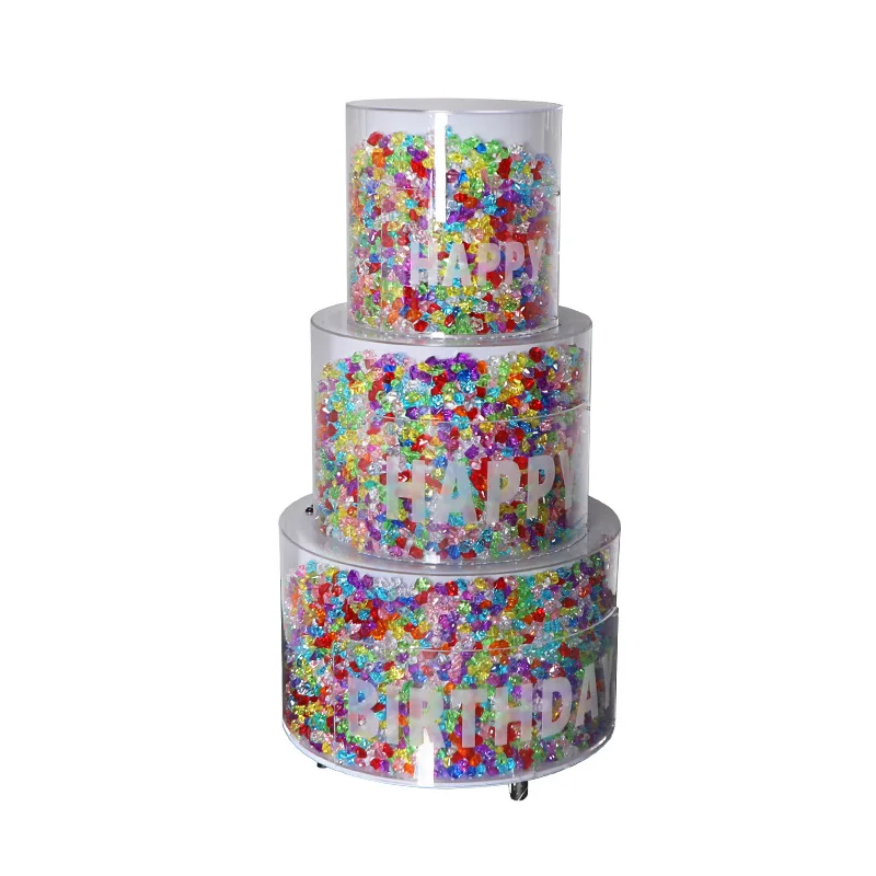

acrylic luminous box, happy birthday, cake cart tower, restaurant
