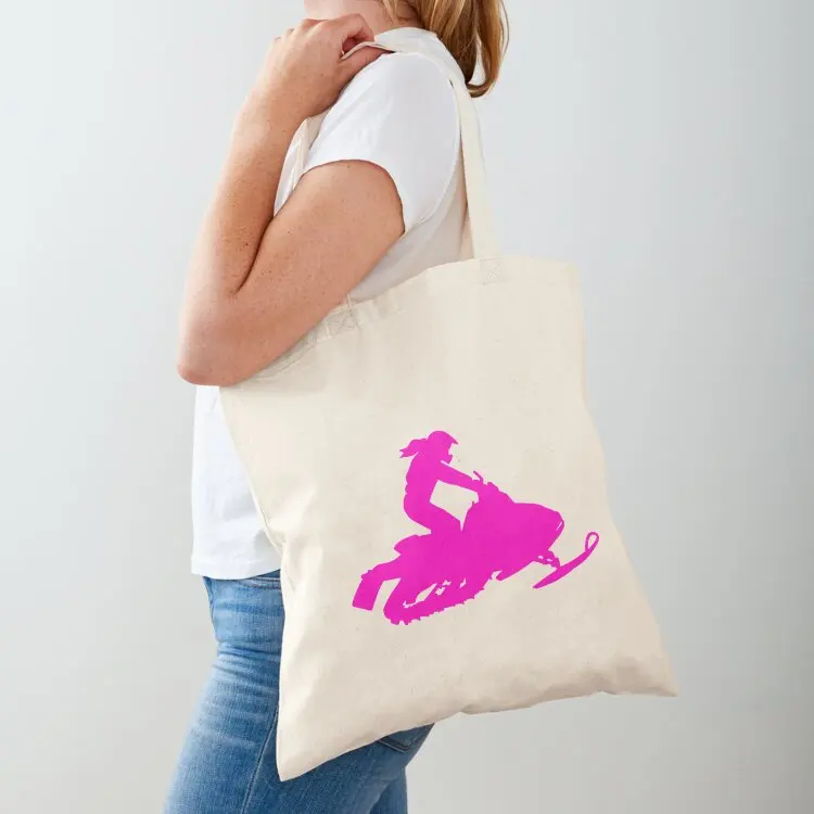 

Pink snowmobile girl Tote Bag Canvas stote bag hand bag bags woman 2025 Women's bags