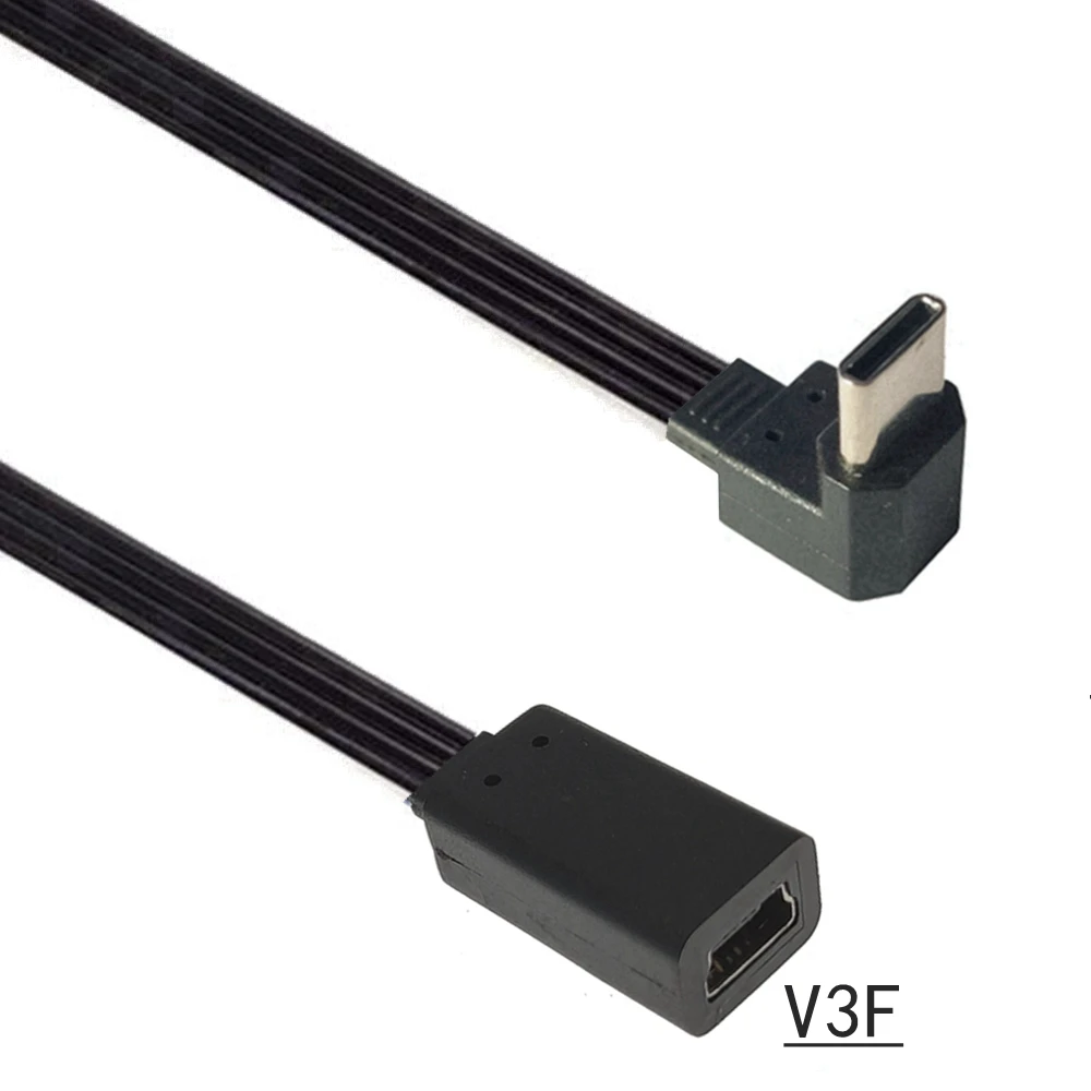 Kabel data pengisi daya USB-C, persegi panjang USB 3.1 c-konektor Ke mini USB (mini b) kabel konverter soket 0.1 m 0.2 m