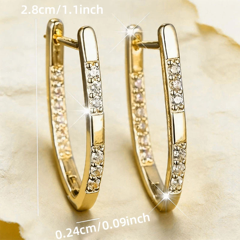 Abestecom D Color VVS1 GRA Certified Earrings V Shape Pave Moissanite Hoop Earrings Sparkling Geometric Wedding Women Jewelry - view 2