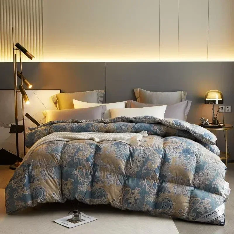 Thicken White Goose Down Fluffy Soft Comforter For Double Bed Super Warm Duvet Queen/King Size  200x230cm  겨울 보온 구스다운 이불