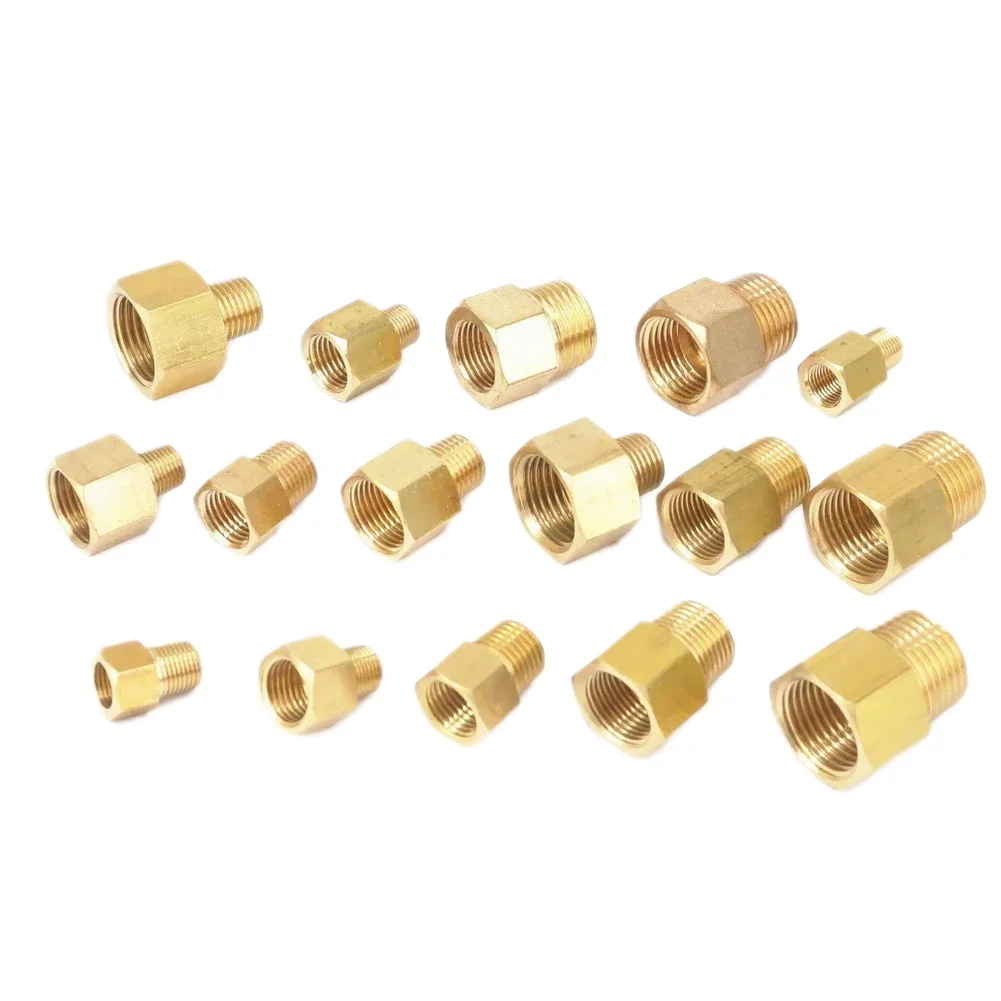 Brass Valve Connector Brass Pipe Connector Brass Material Easy Installation External Thread Hexagonal Shape Internal Thread