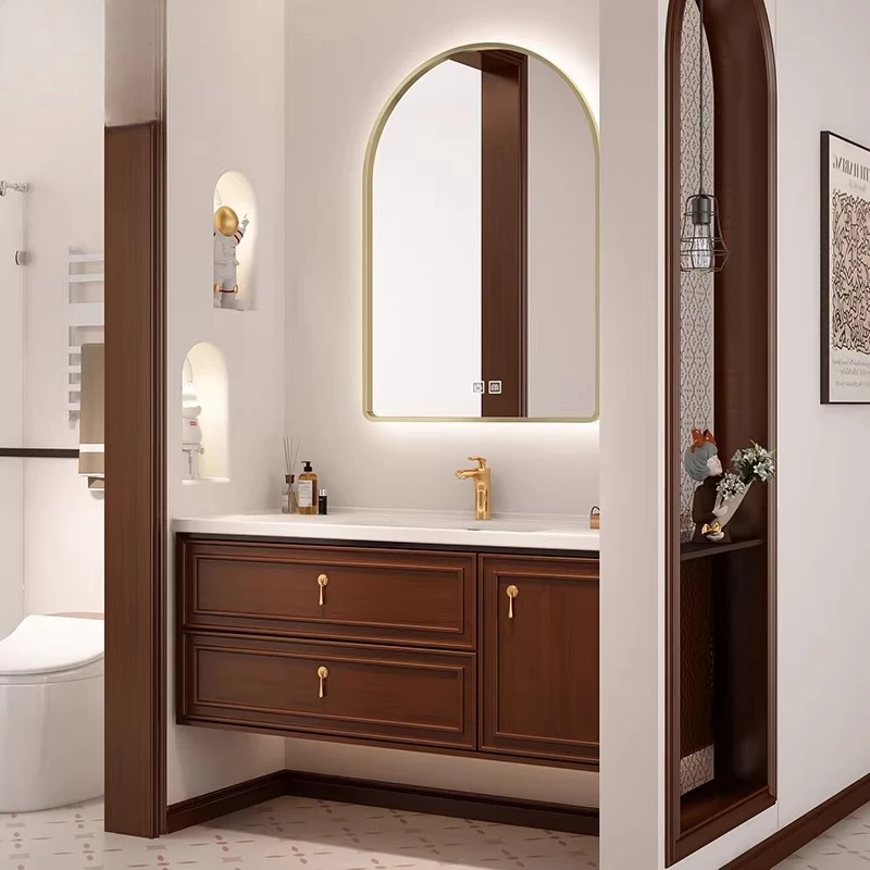 

Home Shelves Bathroom Cabinets Retro Combination Toilet Sink Bathroom Cabinets Mirrors Wood Furniture Cassetta Da Bagno MH40YSG