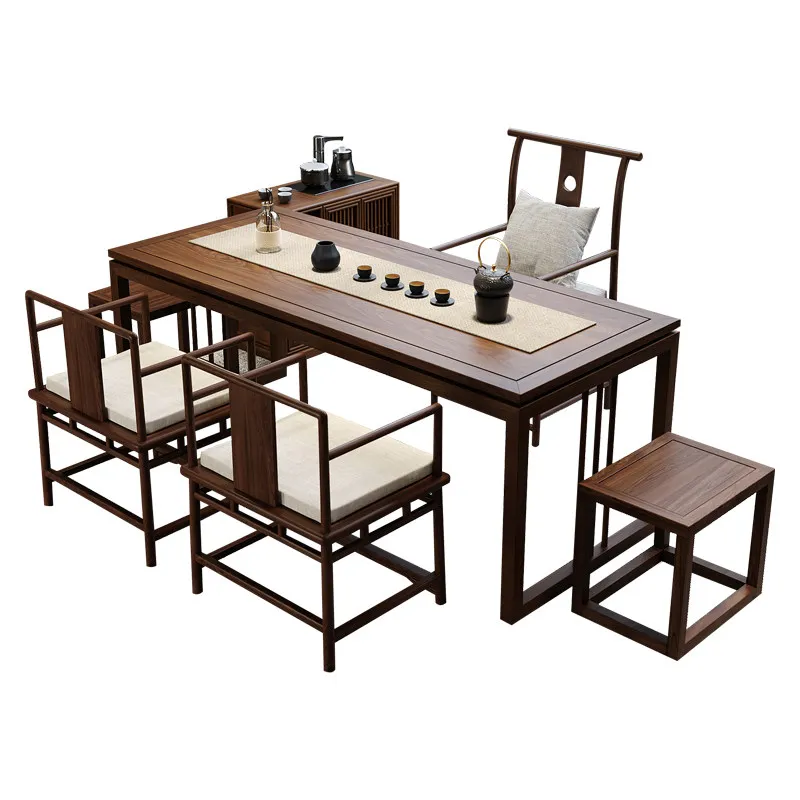 LMM new Chinese solid wood tea table and chair combination Ming style tea table Zen office tea table