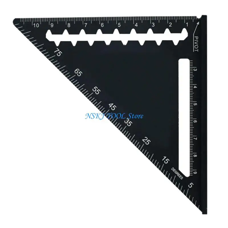 

L8RC 4inch Triangle Square Ruler Metal Aluminum Quick Measuring Marking Tool Right Angled 45/90 Degree Woodworking Tool