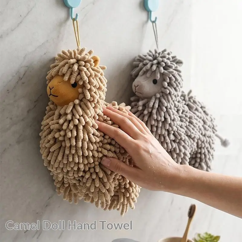 Camel Shaped Chenille Hand Towel Quick Dry Super Absorbent Soft Hanging Plush for Household Bathroom Kitchen Use