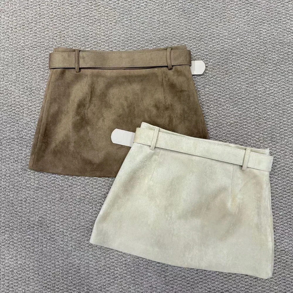 TWOTWINSTYLE Solid Mini Sexy Slimming Skirts For Women High Waist Spliced Belt Summer Design Sense Party Skirt Female KSK556227