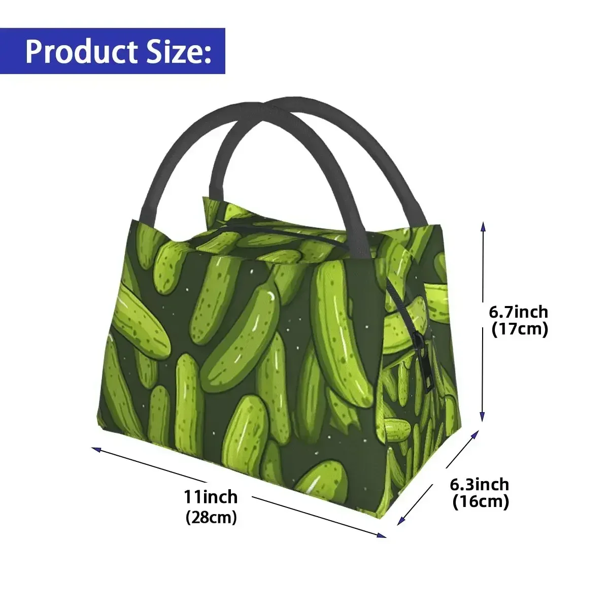 Gherkin Pattern Lunch Bags Insulated Bento Box Leakproof Lunch Tote Picnic Bags Cooler Thermal Bag for Woman Kids Work image 3