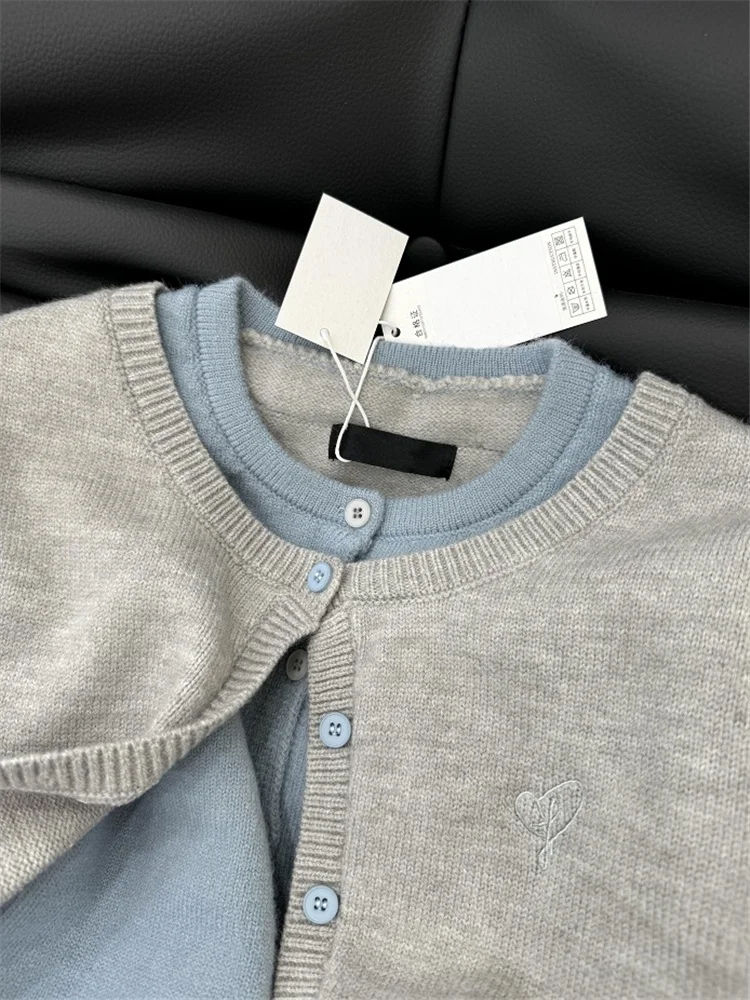 Korean Sle Color Blo Knitted Cardigan Women's Early Autumn ay Lazy High End Feeling Top Outerwear Sweater Jaet