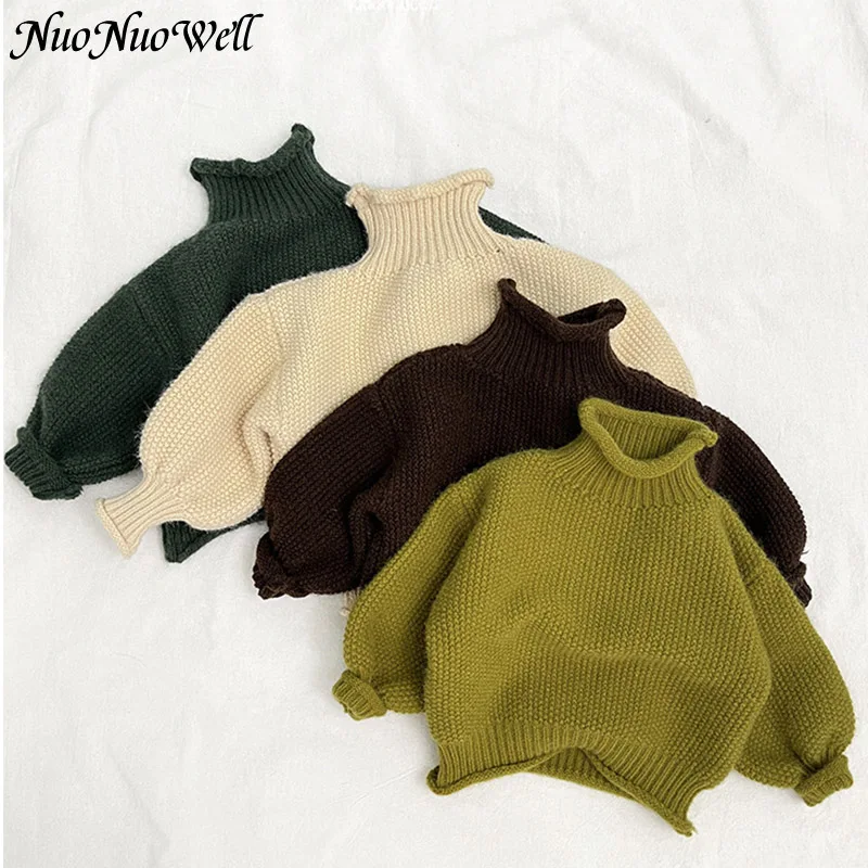 Baby Girls Winter Turtleneck Sweater Clothes 2022 Autumn Boys Children Clothing Pullover Knitted Infant Solid Color Sweaters